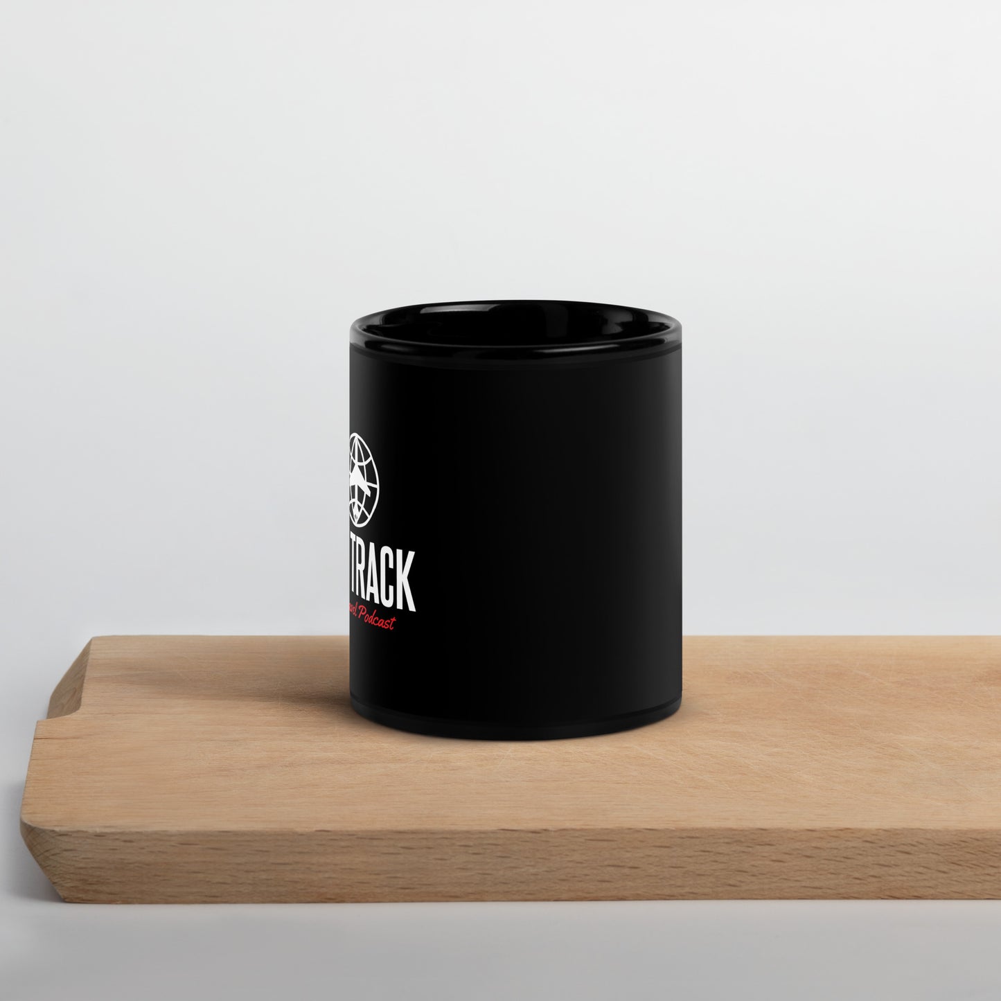 A Travel Podcast Mug in Black