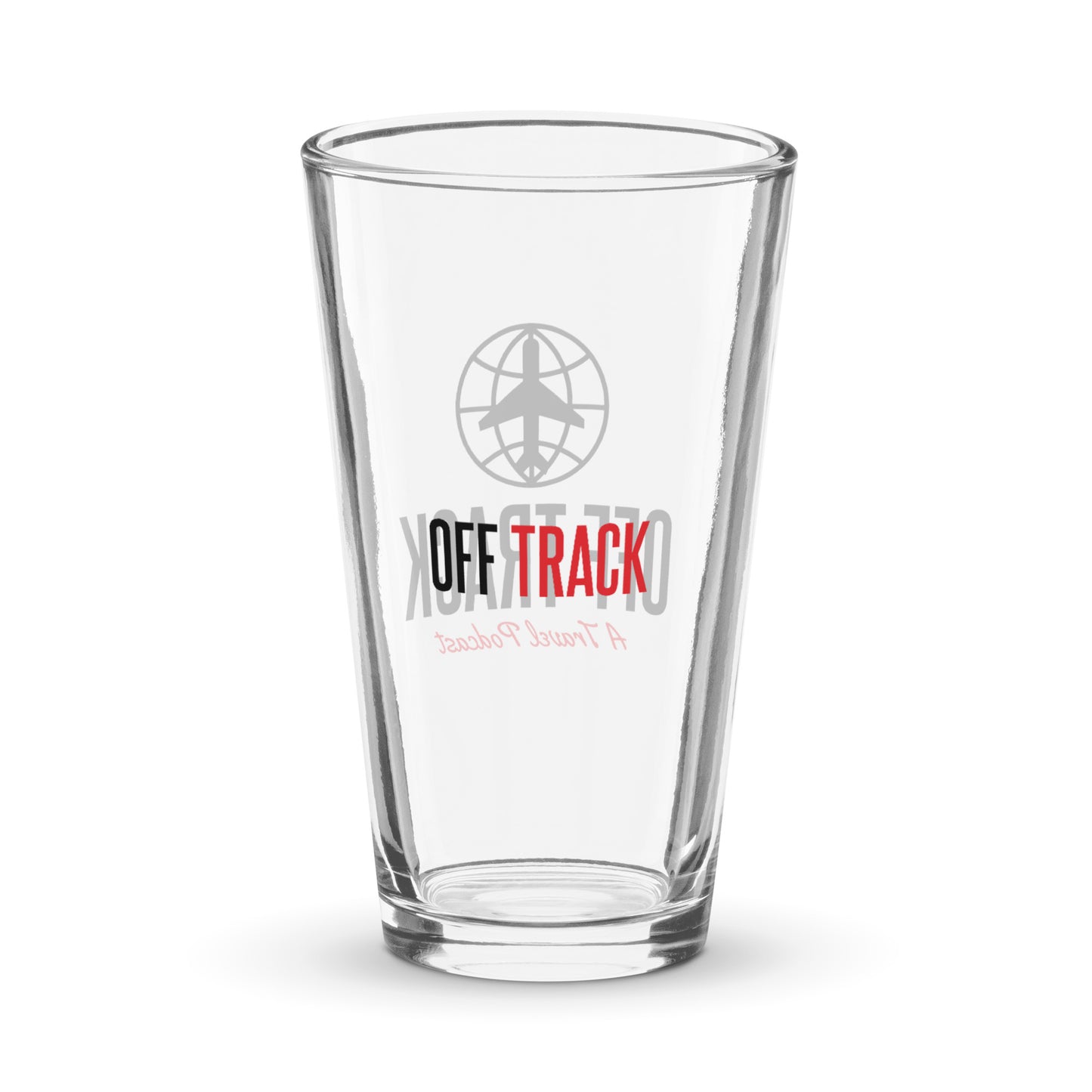 A Travel Podcast Pint Glass